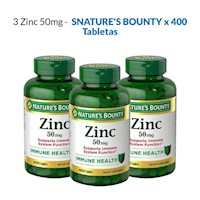 3 Zinc 50 mg Nature's Bounty - 400 Tabletas